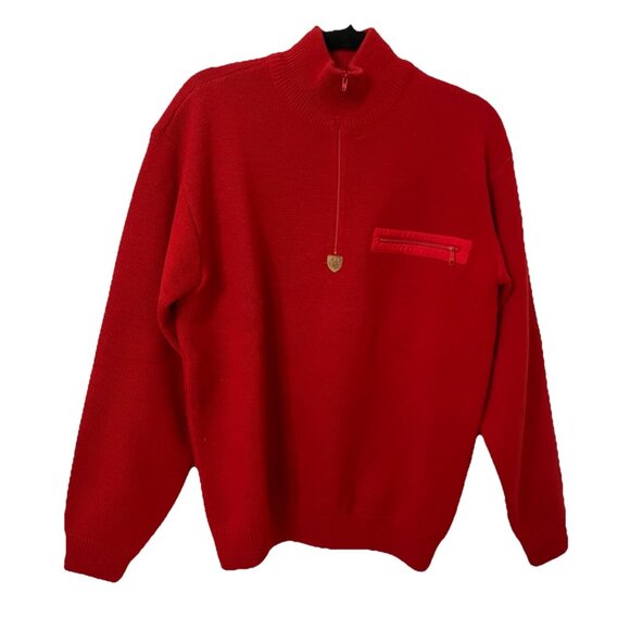 Vintage Patagonia Wool 1/2 Zip Sweater Mens M Ski Snow 80s 90s Red Winter - Picture 1 of 11